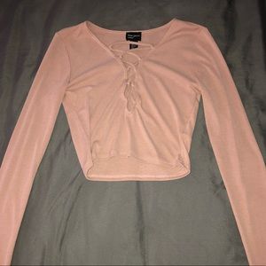 Free People - Lace/Tie up - Crop top - Long sleeve